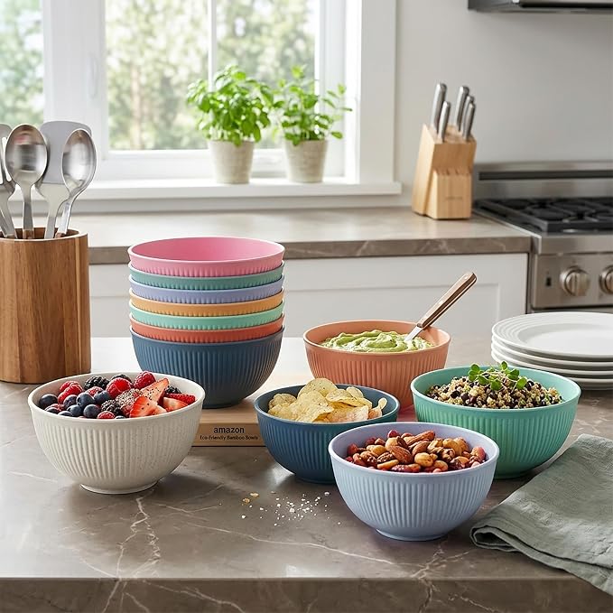 8PCS Cereal Bowl, Unbreakable 24 OZ Wheat Straw Cereal Bowls, Kitchen Bowls - Image 6