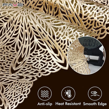 FAVE Gold Small Table Runner 36 Inch Dresser Vinyl Runner | Heat Resistant - Image 5