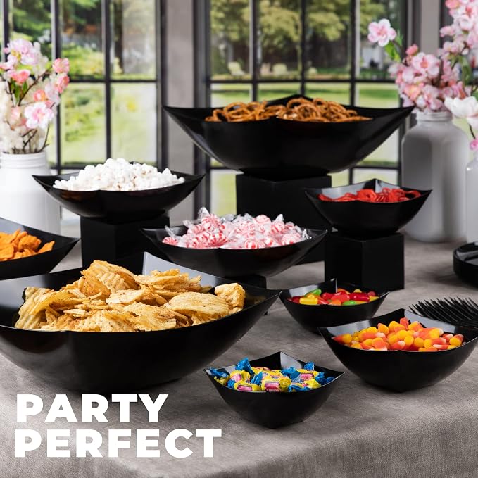 PLASTICPRO Disposable Square Serving Bowls, Party Snack or Salad Bowl, Plastic - Image 3