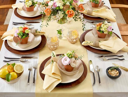 Solino Home 100% Pure Linen Table Runner Golden Straw, Fete 14 x 156 in | Table - Image 2
