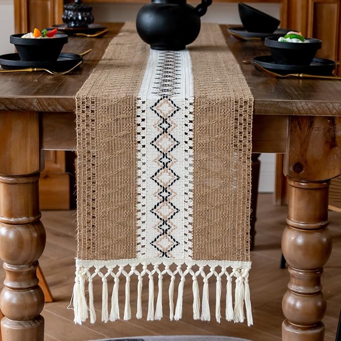 EMMTEEY Macrame Table Runner Boho Style 36 Inches Long, Scratch & Heat Resistant - Image 5