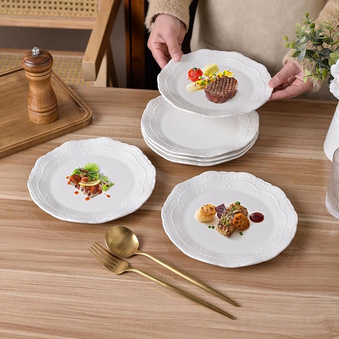 10 Inch Porcelain Dinner Plates Set of 6, Dishwasher safe, Microwave safe - Image 4