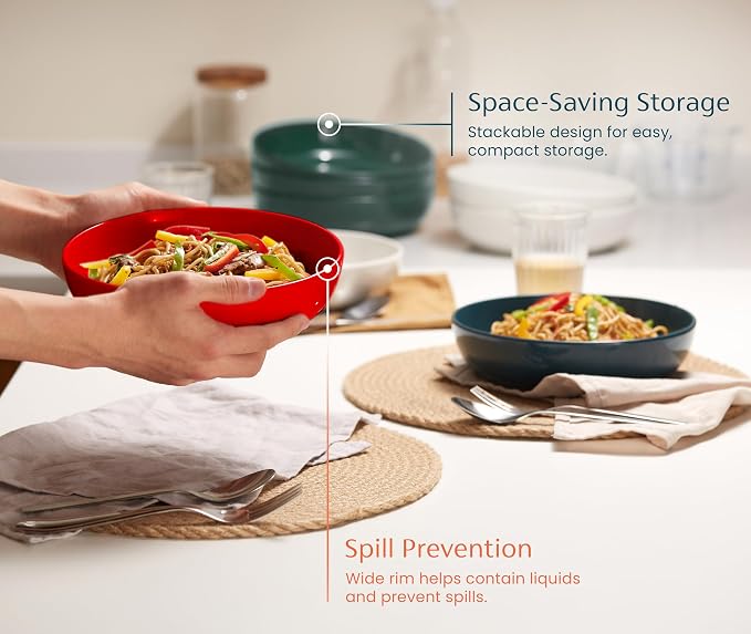 KooK Pasta Bowl, Salad Bowls, Serving Bowls, Large Capacity, Microwave & - Image 3