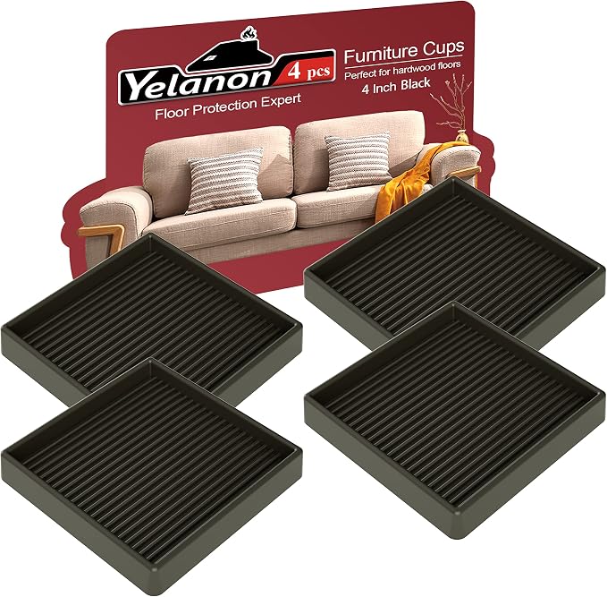 Furniture Coasters, Rubber Furniture Feet, Anti Slide Floor Protector by Yelanon