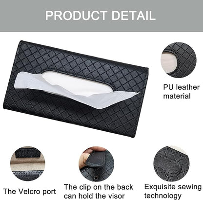 Car Sun Visor Tissue Holder, Car Napkin Holder, Premium PU Leather, Mask Holder - Image 5