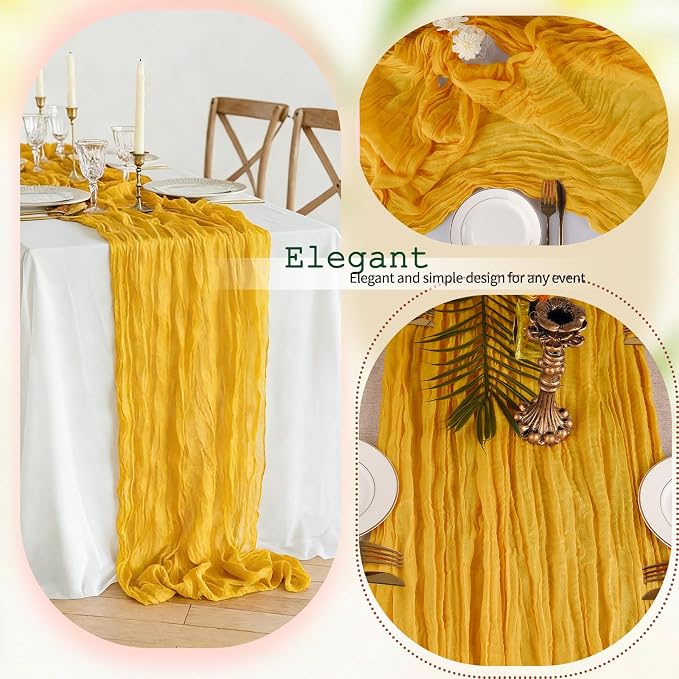 12 Pcs Gold Cheesecloth Table Runner 10Ft, Semi Sheer Cheese Cloth Fabric - Image 4