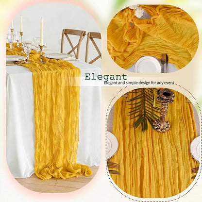 12 Pcs Gold Cheesecloth Table Runner 10Ft, Semi Sheer Cheese Cloth Fabric - Image 4