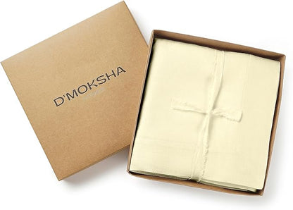 D'Moksha Homes Linen Cream Tablecloth 60 x 132 Inch - 100% Pure Linen Rectangular Tablecloth - Machine Washable Table Cloth for Spring, Easter