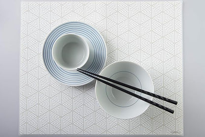 Mintrico placemat for Dining Table Set of 2 Silicone Heat Resistant Non Slip (2, White Triangle) …