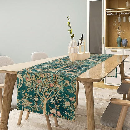 William Morris Original Design Vintage Flowers Green Botanical Printed Table - Image 2
