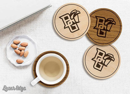 LazerEdge Bowling Green Falcons Wooden Coaster Set - Maple Wood - Officially Licensed Product - 4-Pack