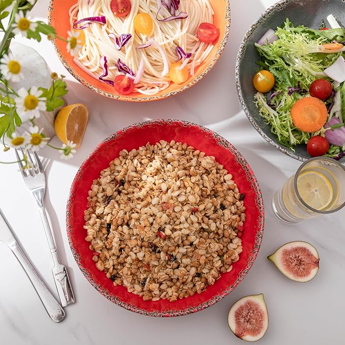 Farmhouse Melamine Pasta Bowls Set of 6, 42 OZ Large Serving Bowls Set - Image 3