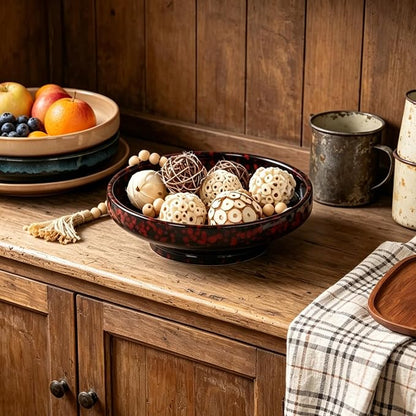 Ceramic Fruit Bowl for Kitchen Counter, Decorative Pedestal Bowl for Table - Image 2