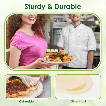 100% Compostable Oval Paper Plates, 12.5Inch 50Pack Disposable Heavy Duty - Image 4
