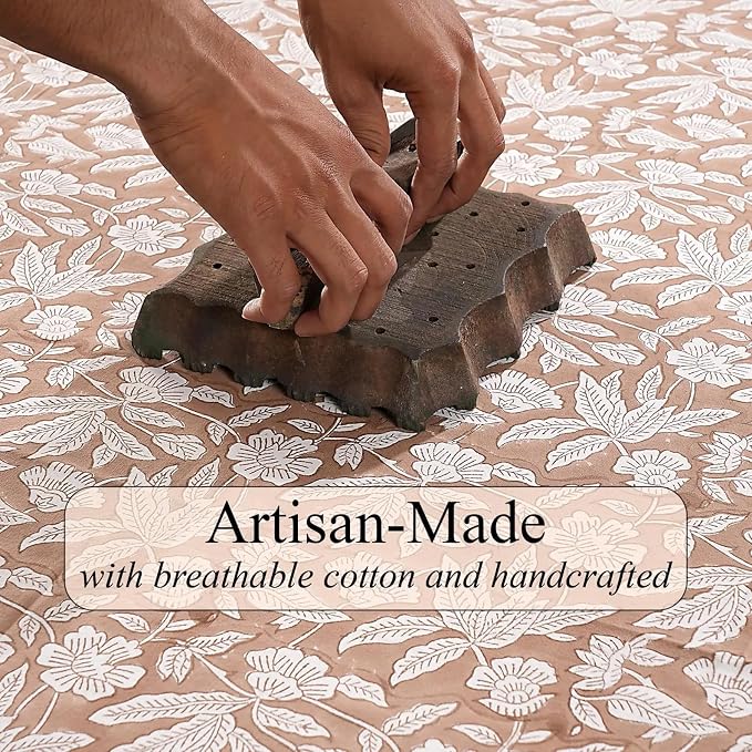 Oak Brown Hand Block Print 100% Cotton Reusable Table Runner 16" X 106" Inches - Image 3