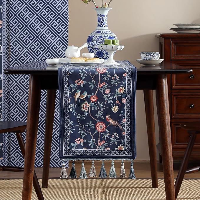 Patdrea Designer Vintage French Velvet Table Runner, Thanksgiving Dining Table - Image 2