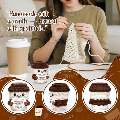 Positive Crochet Coffee Cup Cheer Up Gift, Inspirational Gift - Image 3