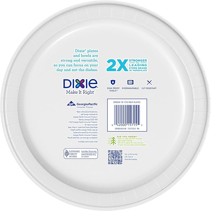 Dixie Large Paper Plates, 10 Inch, 2X Stronger*, Microwave-Safe, Soak-Proof - Image 11