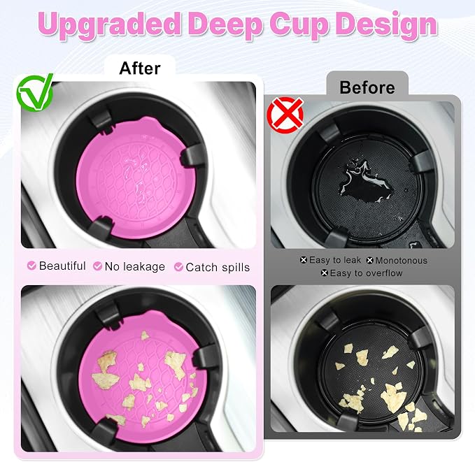 Car Cup Holder Coaster, Silicone Cup Holder Insert, Universal Non-Slip Cup - Image 2