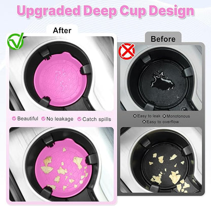 Car Cup Holder Coaster, Silicone Cup Holder Insert, Universal Non-Slip Cup - Image 2