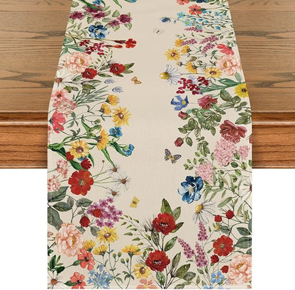 Artoid Mode Plants Floral Butterfly Valentine's Day Table Runner, Anniversary by ArtoidMode