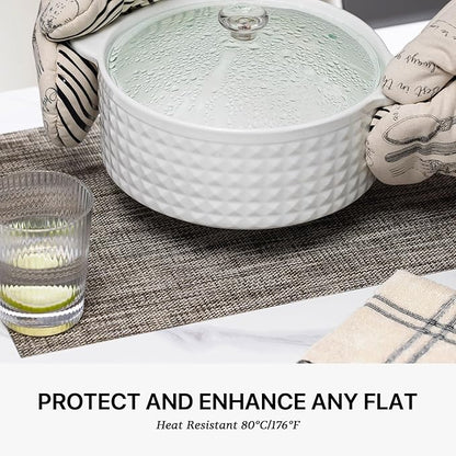 LEXMORE Placemats Set of 4 Vinyl/Plastic Woven Place Mats for Kitchen Table Indoor/Outdoor Washable Placemat Wipeable Dining Table Mats(Cappuccino)