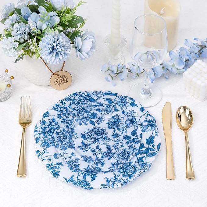 20PCS Blue Plastic Plates - Image 7