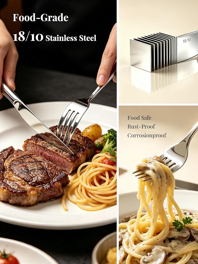 Modern Silverware Set for 4 Premium 20 Piece Flatware Set 18/10 Stainless - Image 4