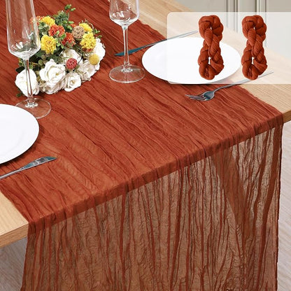 2 Pack Cheesecloth Table Runner 10Ft Christmas Gauze Boho Table Runners by Home