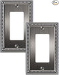 2-Pack Decorator Outlet Cover Plate, Pearls Decorative Switch Plates and Outlet Covers, Antique Silver Metal Wall Plates for Electrical Outlets