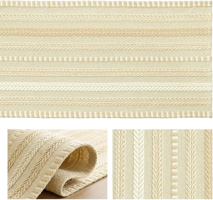 Artoid Mode Burlap Brown Farmhouse Stripe Braided Table Runner 12x72 Inch | - Image 6