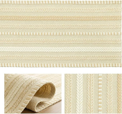 Artoid Mode Burlap Brown Farmhouse Stripe Braided Table Runner 12x72 Inch | - Image 6