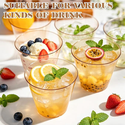 50 Pack 9oz Transparent Brown Plastic Cups, Fancy Disposable Cocktail Cup | - Image 5