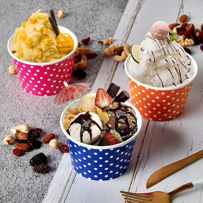 150 Pack 8 oz Ice Cream Cups, Disposable Paper Dessert Cups | three color - Image 3