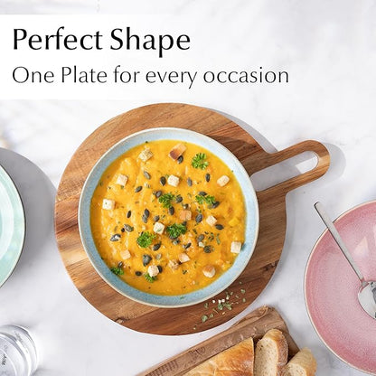 MIAMIO - Soup Plates Set of 6 (29 oz) / Pasta Bowls, Colorful Bowls for Pasta, Salad, Soup, Spaghetti/Microwave and Dishwasher Safe Bowls - Las Palmitas Collection