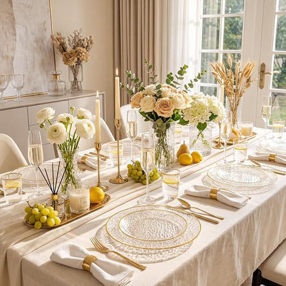 Rubtlamp 60Pcs Clear Gold Plastic Plates, Hammered Plastic Plates Included 30 - Image 4