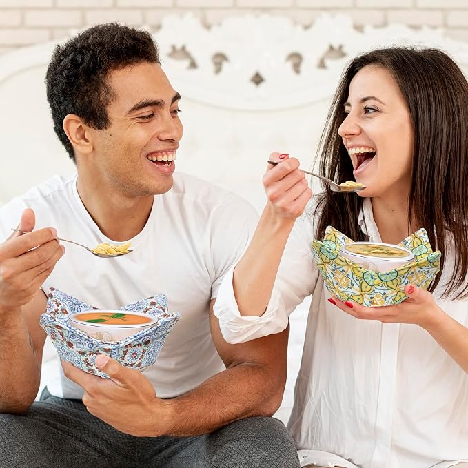Cotton Microwavable Bowl Cozy, Microwave-Safe Hot Bowl Holders, Soup bowl Cozy - Image 4