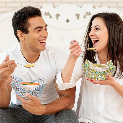 Cotton Microwavable Bowl Cozy, Microwave-Safe Hot Bowl Holders, Soup bowl Cozy - Image 4