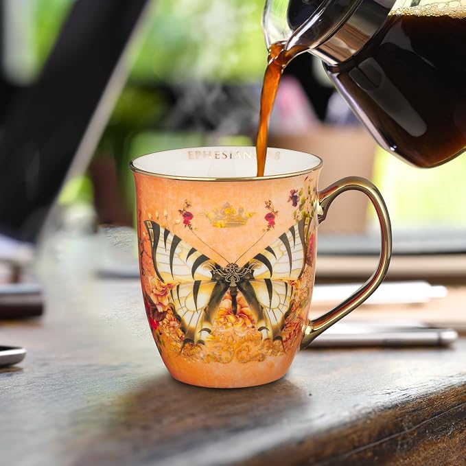 Christian Art Gifts Orange Butterfly Ceramic Coffee Mug - Image 4