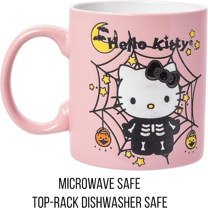 Silver Buffalo Sanrio Hello Kitty Web, Wax Resist Ceramic Pottery Mug, 20oz | - Image 3