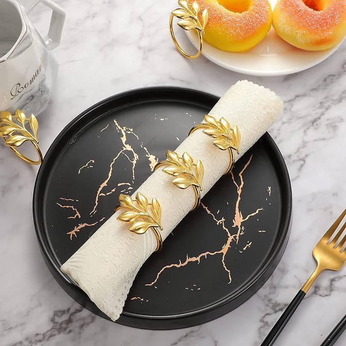 WILLBOND Leaf Napkin Rings Holders Fall Party Napkin Rings - Image 5
