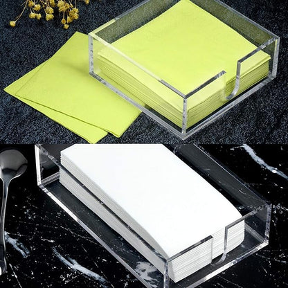 Acrylic Cocktail Napkin Holder for Table, Clear Beverage Napkin Holder Square Rectangle for Dinner, Kitchen, Bathroom, Restaurant, Bar (2 Pieces, 5 x 5 Inch, 9 x 5.5 Inch)