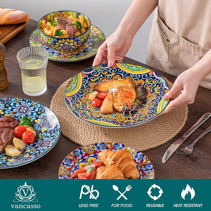 vancasso 12 Pieces Dinnerware Sets, Plates and Bowls Set, Porcelain Dishes Set - Image 3