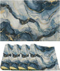 Marble Linen Place Mats Set of 4, 12x17 Inch Modern Abstract Foil Stone Texture Gold Navy Blue Marble Washable Fabric Non-Slip Placemats for Home Dining Table Banquets Party Kitchen Decoration