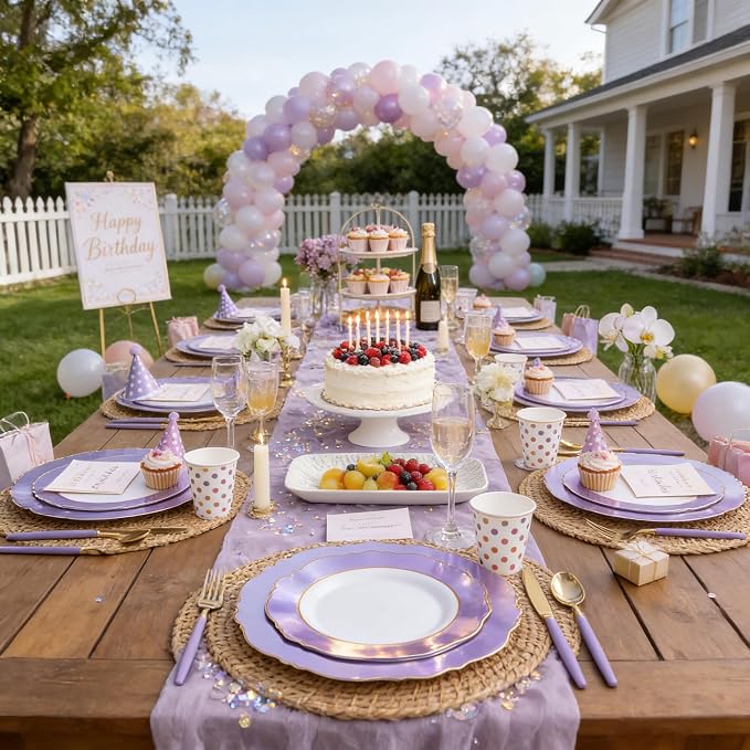 60pcs Purple Plates Disposable - Image 7