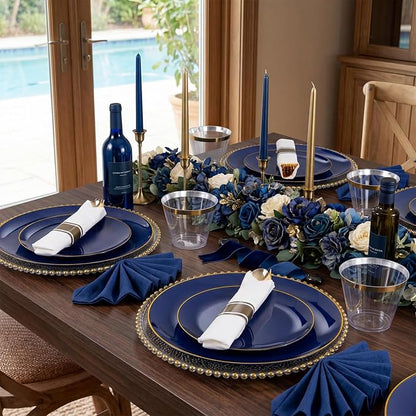 KIRE 175Pcs Blue Plastic Plates - Image 7