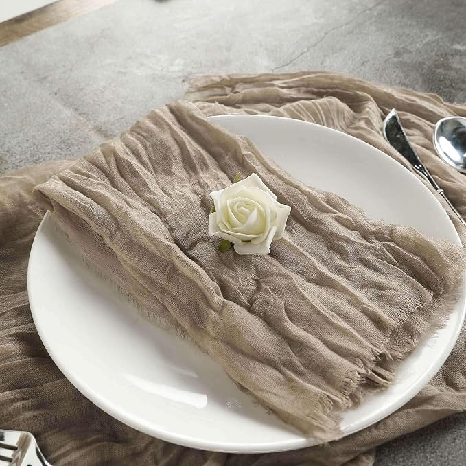 Efavormart 5 Pack 24"x19" Natural Matte Gauze Cheesecloth Napkins, Scandi-Boho - Image 5