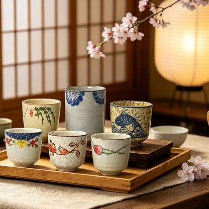 6 Pcs Japanese Tea Cups, 1 Large and 5 Small Ceramic Coffee Cups - Image 5