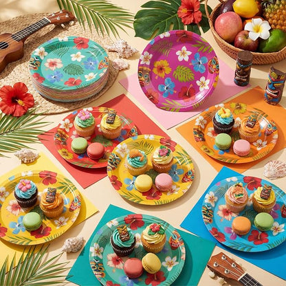 Gerrii 60 Pcs Hawaiian Tropical Luau Party Plates 7 Inch Summer Floral - Image 6