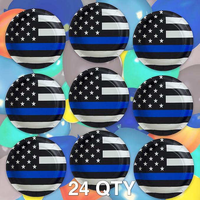 Havercamp Thin Blue Line Plates-24 Pack-7 Inch-Police Party Plates | Set of 24 - Image 2